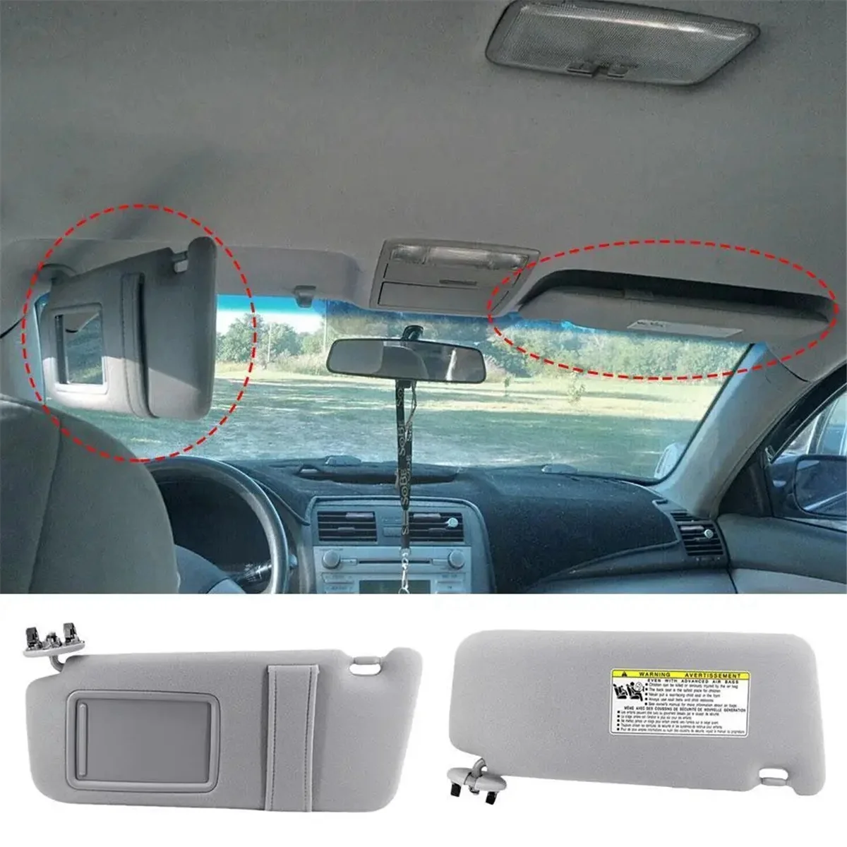 74310-06750-E0 74320-06780-B0 Front Side Sun Visor Windshield Sunshade Without Cable Automobile for Toyota Camry 2007-11