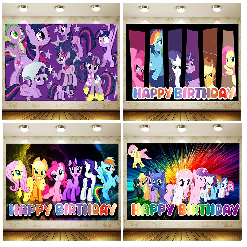 My Little Pony Birthday Supplies Girl Party Banner Kid Cartoon Decoration Background Photography backdrop