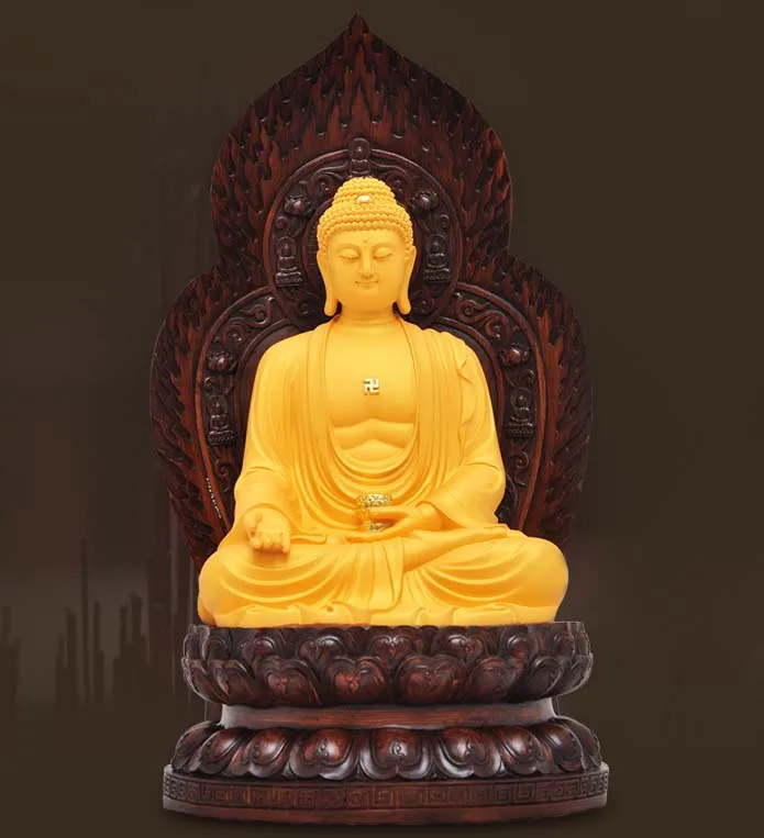 TOP GOOD 30CM large # Greco-Buddhist HOME OFFICE  Southeast Asia GOLDEN Amitabha Buddha statue-