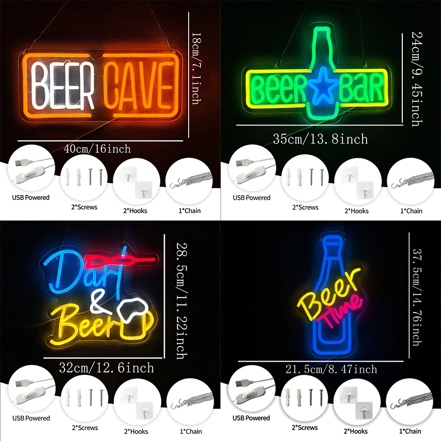 Beer Bar Led Neon Sign, Used For Wall Art Decor, Bedroom Man Cave Bar Restaurant Family Party Christmas Birthday Party Gift.