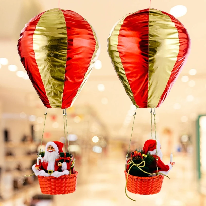 Santa Hot Air Balloon Xmas Mall Suspended Ceiling Decoration Supplies for Birthday Party Home Festival Ornament Drop Shipping