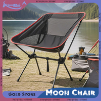 Outdoor Folding Chair Portable Backrest Lightweight Moon Chair with Storage Function Travel Fishing Barbecue Hike Camping Stool