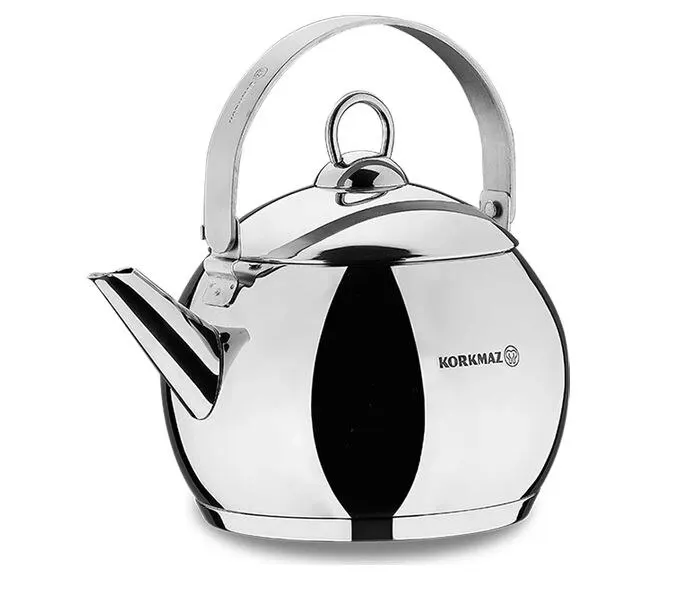 Korkmaz A092/93/94 18/10 Stainless Steel Turkish Teapot Set With Ergonomic Handle Stainless Steel Set For Brewing Tea