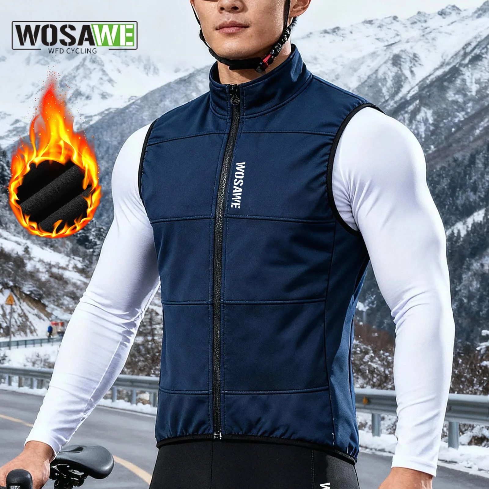 

WOSAWE Winter Cycling Vest Windproof Warm Fleece Vest MTB Bike Bicycle Clothing Sleeveless Cycling Jacket