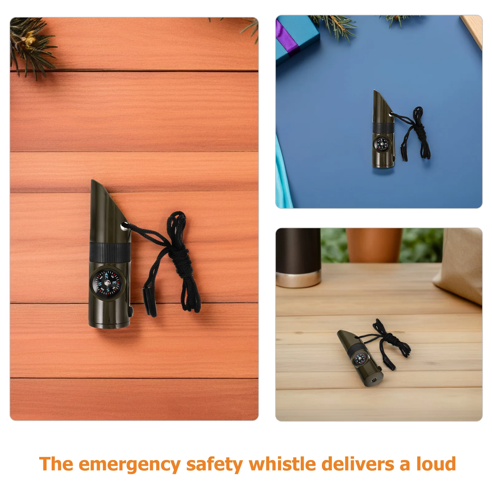 3 قطعة صافرة الطوارئ متعددة الوظائف في الهواء الطلق مع البوصلة مصباح يدوي مكافحة خسر الحبل للتخييم التنزه