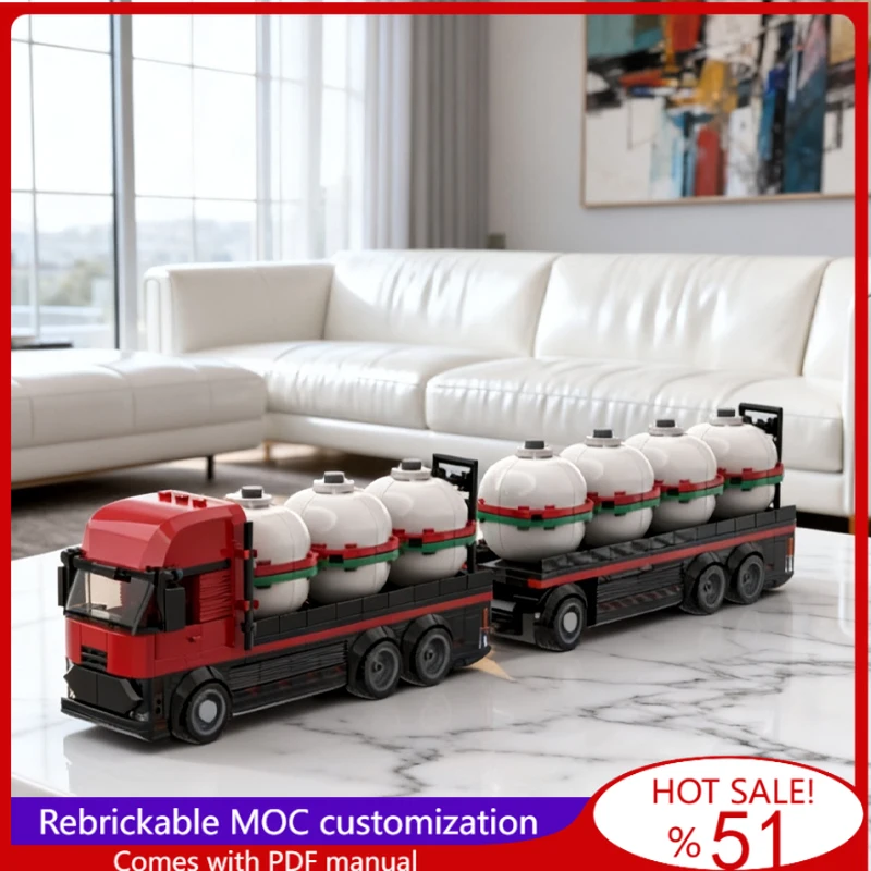 

701 PCS MOC City Transportation Three-Tank Truck And Trailer Model Custom Puzzle Brick DIY Creative Assembly Children Xmas Gift