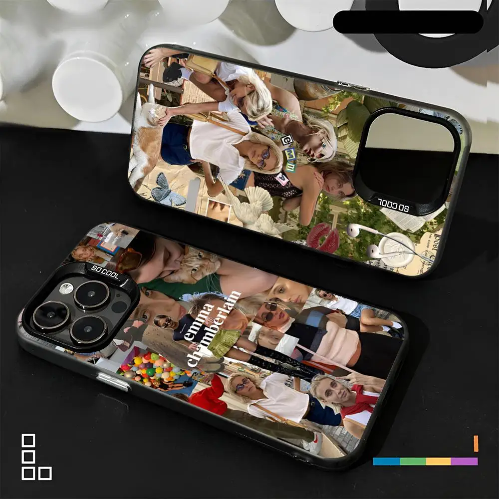 EmmaS ChamberlainS جراب هاتف ماتي ملون فضي لهاتف آيفون 16 15 14 13 12 11 Pro Max Plus XS X غطاء صلب مقاوم للصدمات