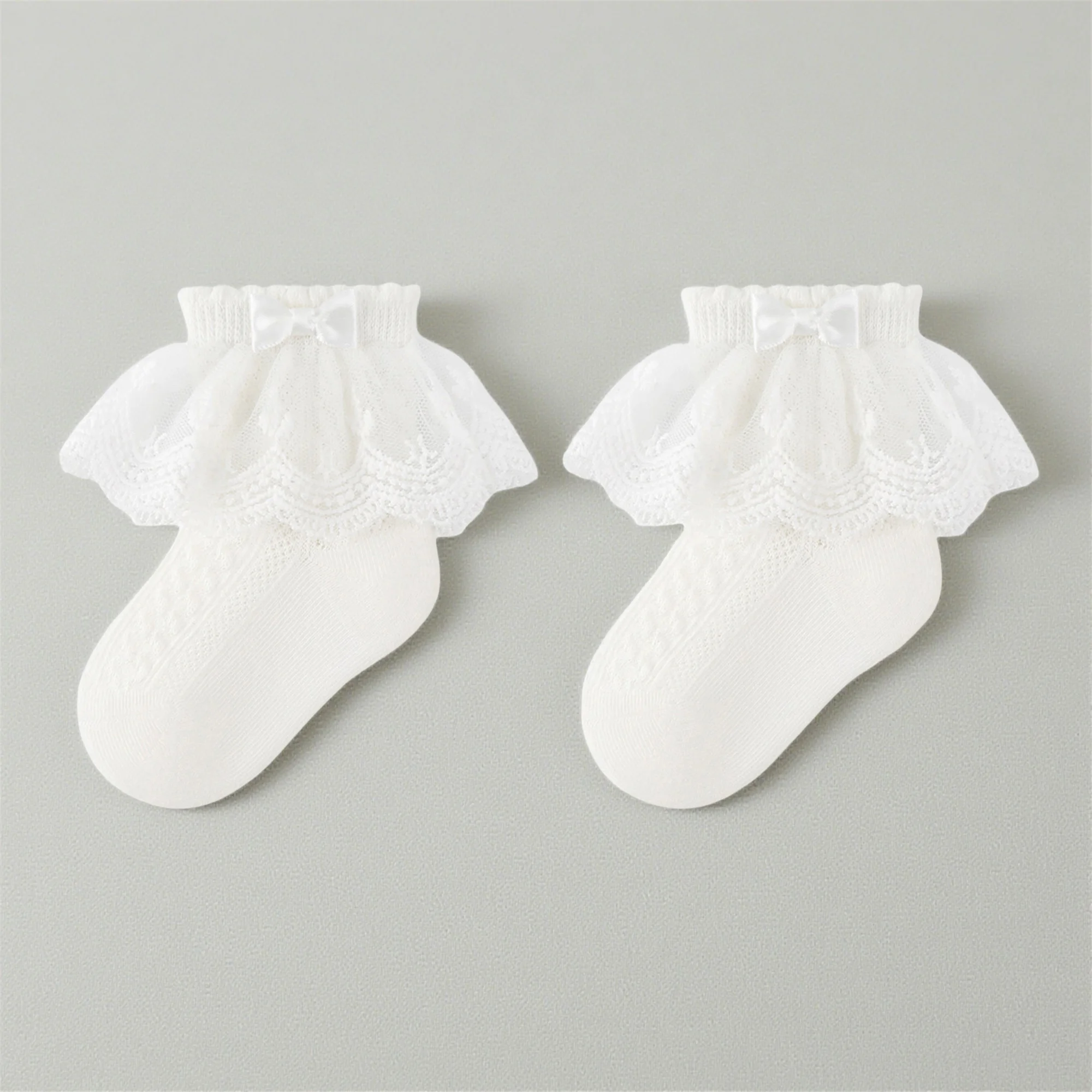 

Cute Baby Girl Lace Ruffle Socks Soft Breathable Frilly Princess Socks for Toddlers and Kids Ages 0-8 Years Old