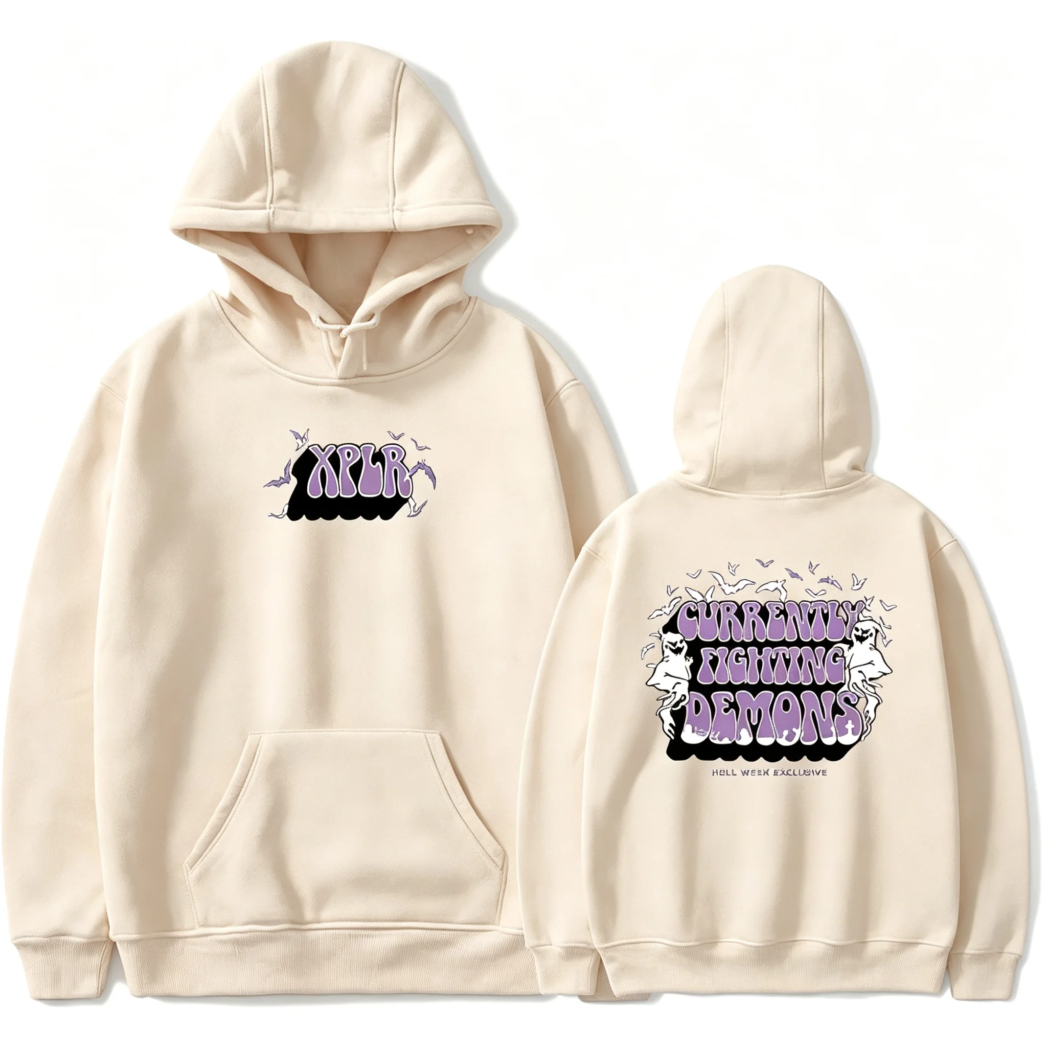 XPLR Sam und Colby Hell Week Fighting Demons HW Halloween Merch Hoodies Unisex Kapuzenpullover Freizeitkleidung – Detail 7