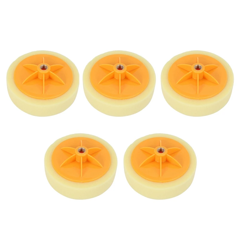 

5Pcs 6 Inch/15Cm Car Polishing Waxing Pad Sponge M14 Wheel Polishing Waxing Pad Kit Tool For Car Polisher Yellow