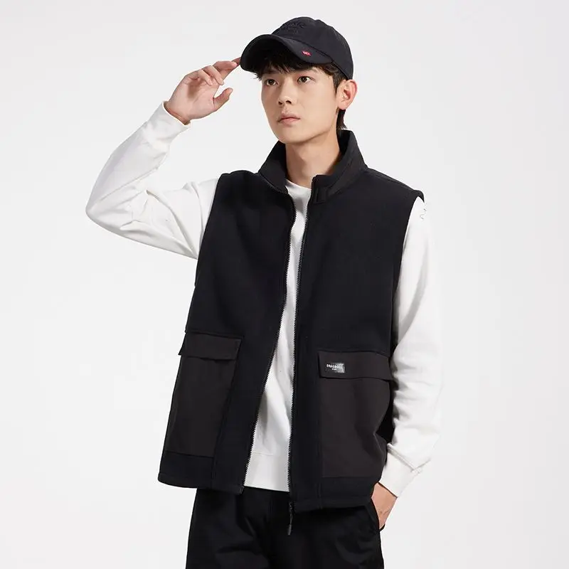 

Premium Stand Up Collar Fleece Vest for Men Autumn Winter Sleeveless Vest Warm Stylish Outdoor Jacket Alternative