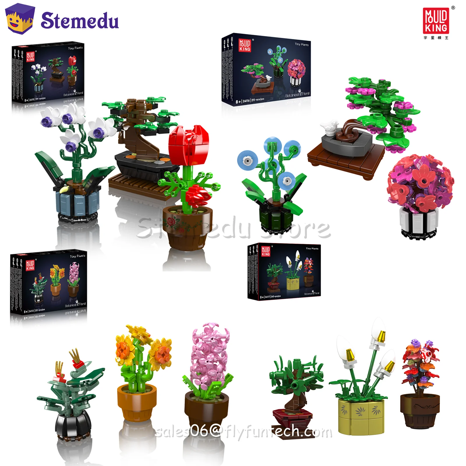 

MOULD KING 227pcs Mini Cactus Potted Plant Flower Tree Building Blocks Small Bricks DIY Model Desktop Decoration