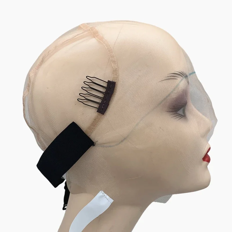 10pcs Wholesale HD Full Lace Wig Cap Adjustable Straps Extra Elastic Bands Ventilating Knotting Hair Extension Tools Made