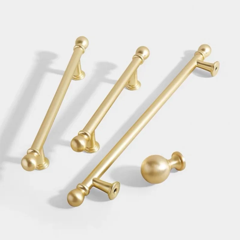 Solid Wardrobe Closet Pulls Cabinet Door Handle Kitchen Cupboard Drawer Knobs European Golden Cabinet Storage Furniture Handles