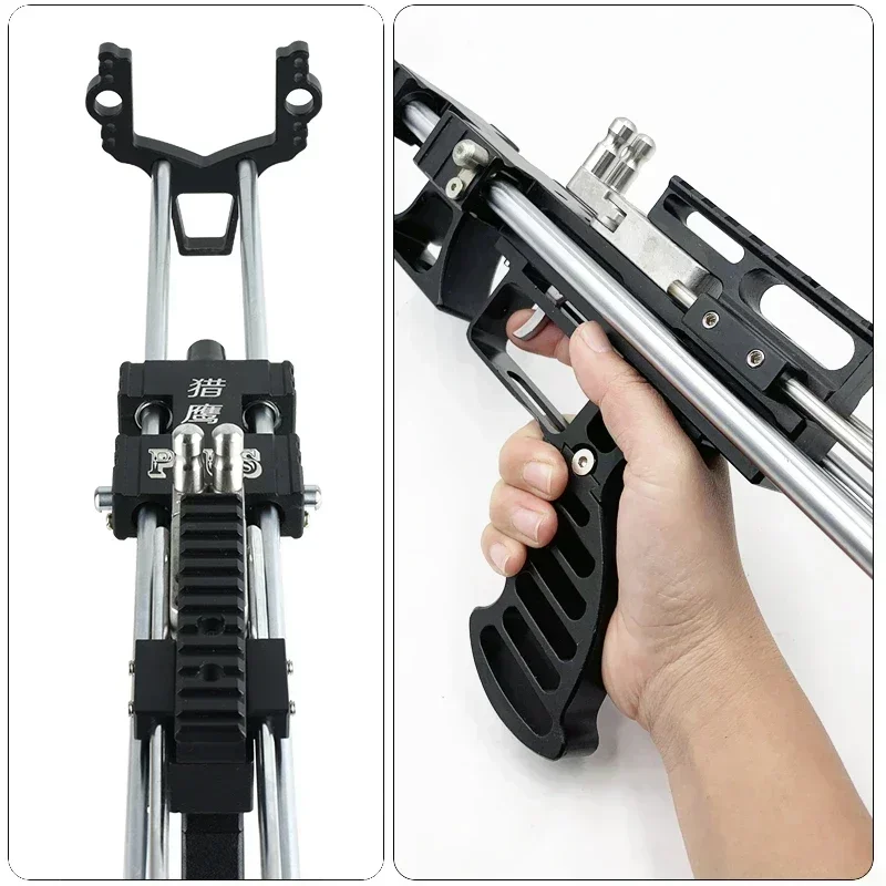 80LBS Telescopic Long Pole Slingshot Laser All Metal Powerful Shooting Hunting Slingsshot Can Be Installed Hunting Accessories