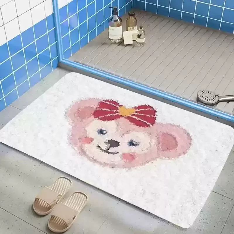 디즈니 스티치 현관 매트 2025 입구 욕실 용 새로운 미끄럼 방지 만화 깔개 침실 두꺼운 가짜 캐시미어 홈 카펫