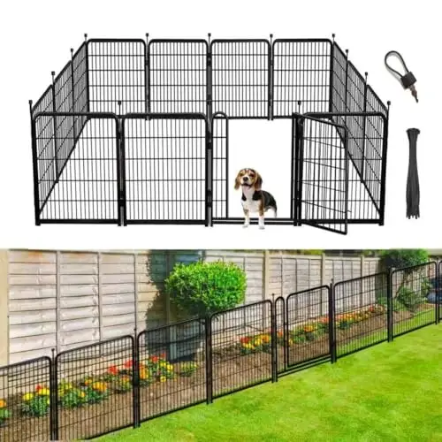 Fencing for Garden Beds, 14 Panels Total 31 Ft(L), Gate 21 inches Wide with Low Sills. Fencing 40 inch High, Dog