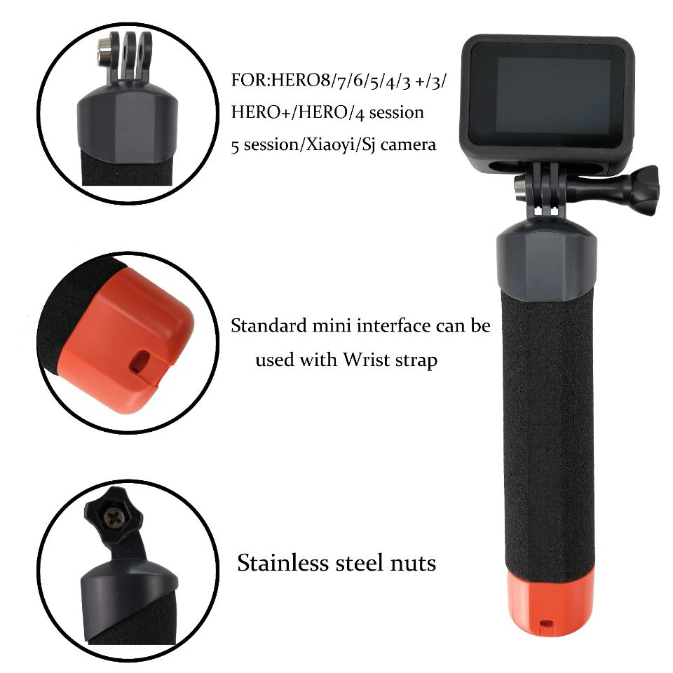 N05R Waterproof Floating Hand Grip Handle Diving Mount Kit for GoPro 8 Sport Cameras view 5