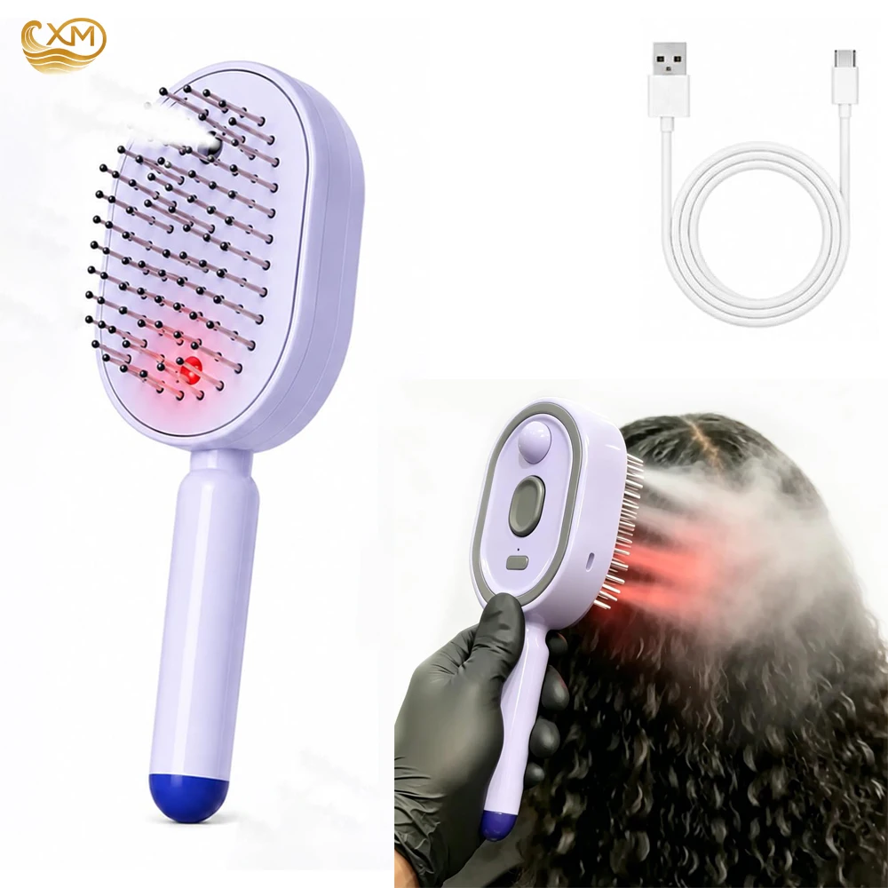 Electric Spray Air Cushions Massage Comb Cordless Rechargeable Hair Brush with Water Spray Detangling & Anti-Static Hair Brush