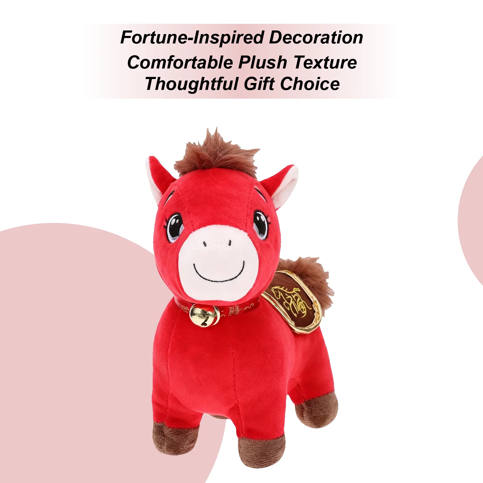 

Horse Stuffed Animal Soft Lucky Chinese New Year Figure Year Of The Horse Plush Toy for Kids Adults Sofa Bedside Table Couch