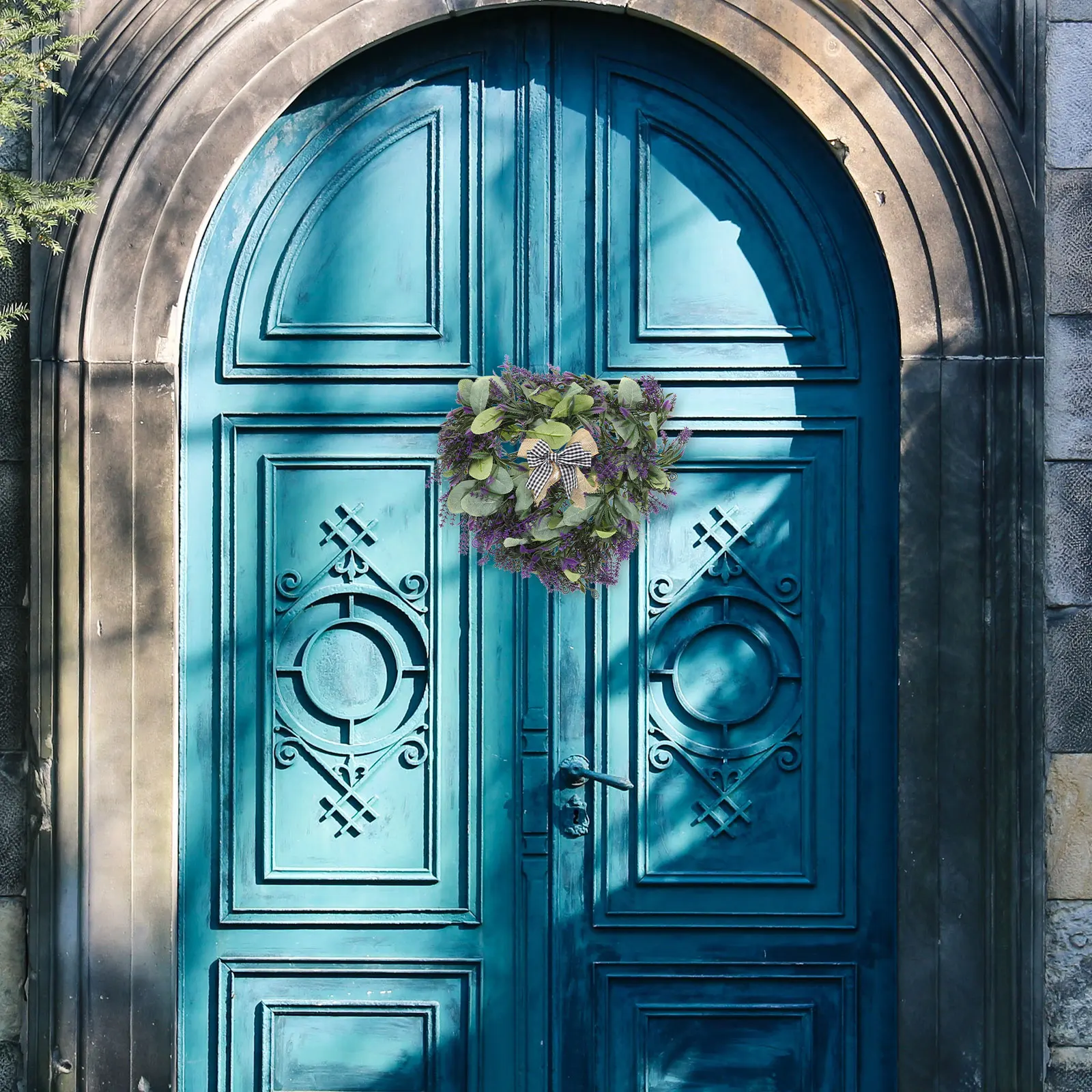 

Simulation Lavender Hanging Heart-Shaped Wreath Front Door Decoration Artificial Flower Wreath Festival Home Home Decorations