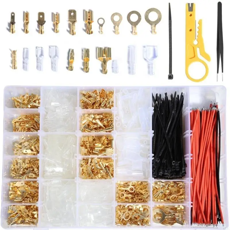 

Q81C Multifunction 1450pcs Spade Connector set Male & Female Terminals Essential Spade Connector set for Circuit Connection