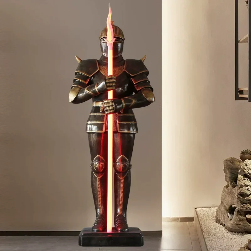 Medieval Samurai Armor Ornament Spartan Roman Plaster Statue Creative Art Sculpture for Bar Role Play Tabletop Game Club