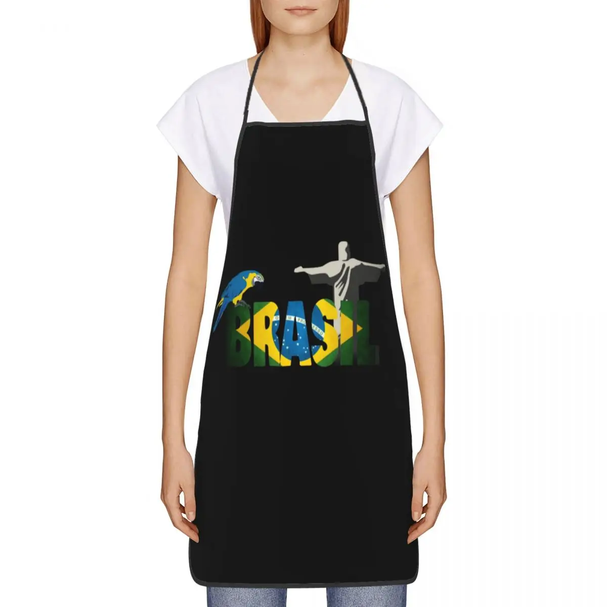 Custom Bib Flag Of Brazil Apron for Men Women Unisex Adult Chef Kitchen Cooking Tablier Cuisine Gardening