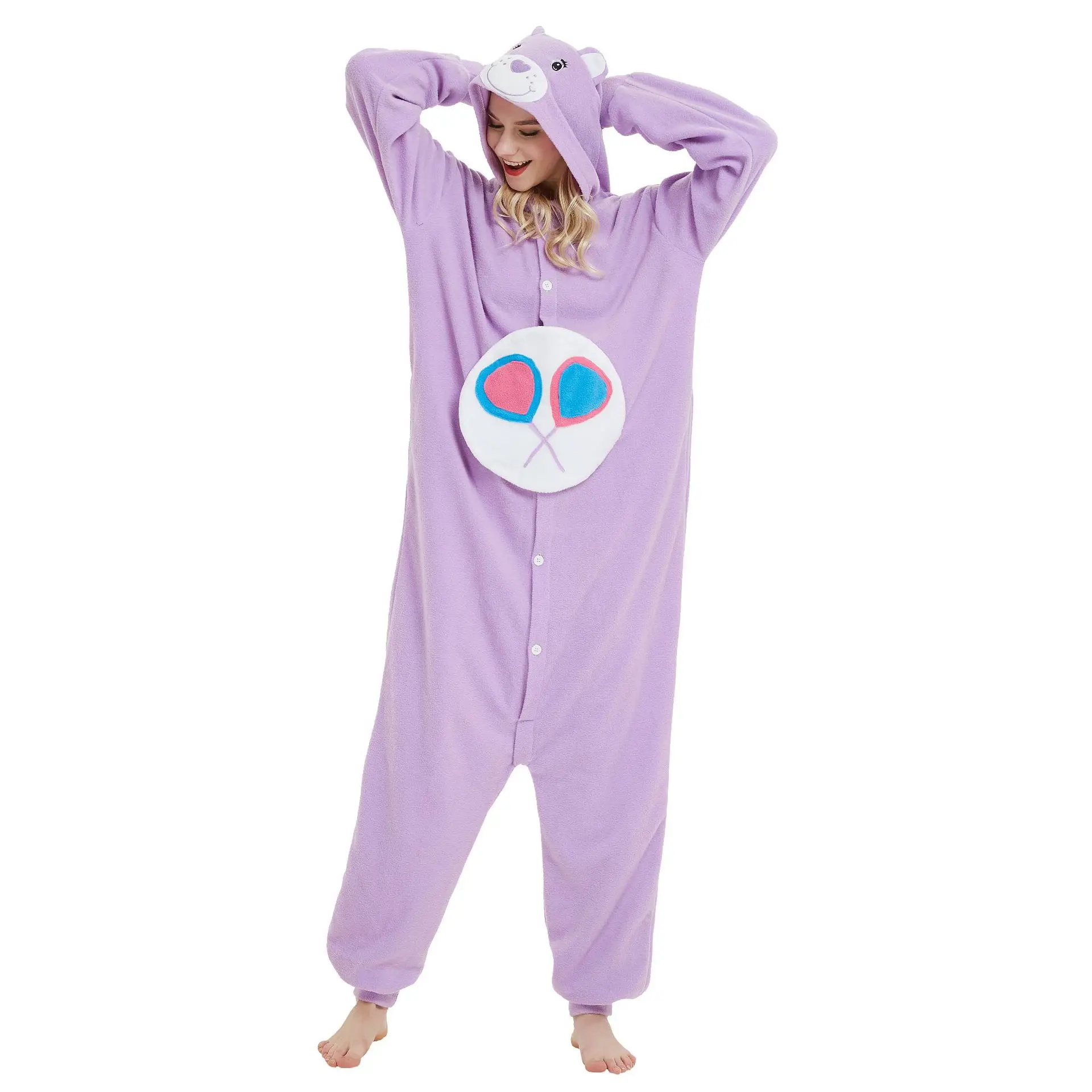 Carebear Jumpsuit Pajamas Cartoon Care Bears Kigurumis Kids Adult Women Men Pajama Sleep Overall Polar Fleece Cosplay Jumpsuit