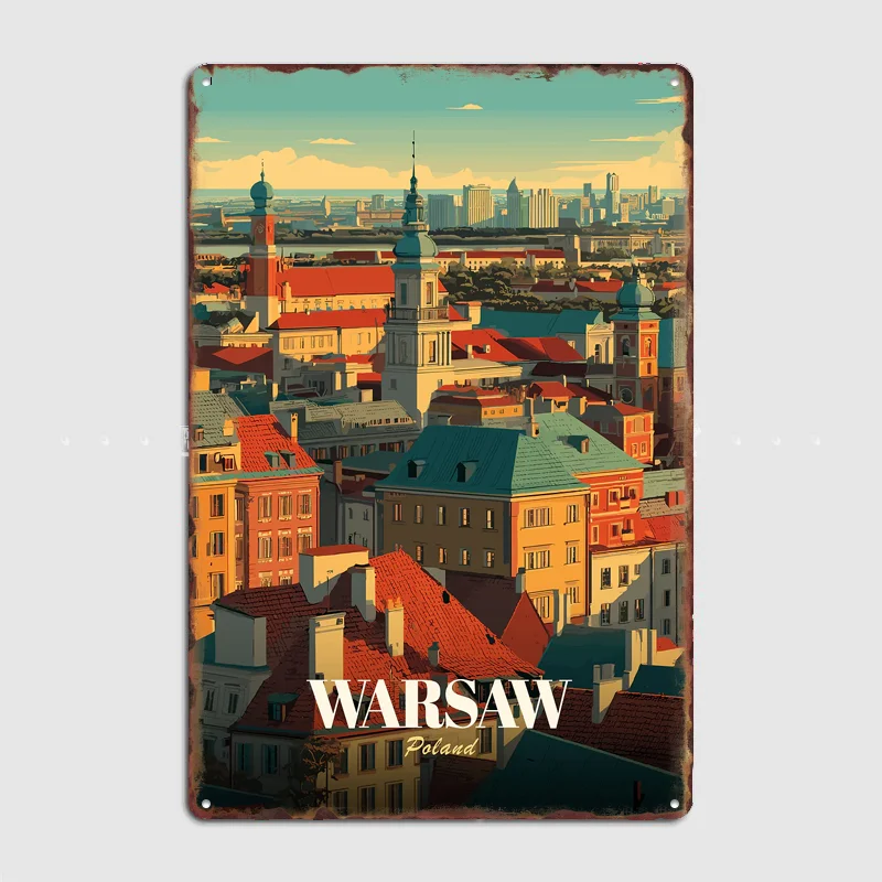 Warsaw, Poland Cityscape Poster Metal Sign Room Decor Life Wall Custom Bedroom Indoor Home Wall Decor Posters Room Decoration