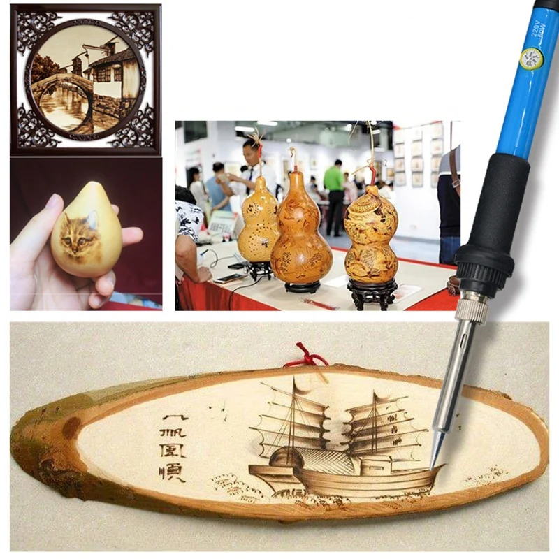 71 Pcs Wood Burning Kit DIY Hand-Make Artwork Adjustable Temperature Embossing/Carving/Soldering