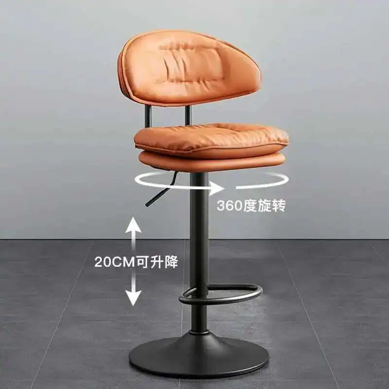 럭셔리 발 바 의자 레트로 거실 북유럽 가죽 회전 카운터 바 의자 주방 섬 노란색 Taburete 알토 가구