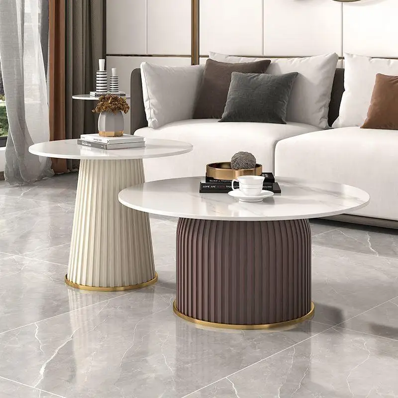 

Nordic rock slab round coffee table living room sofa small apartment home combination modern Internet celebrity designer rock sl