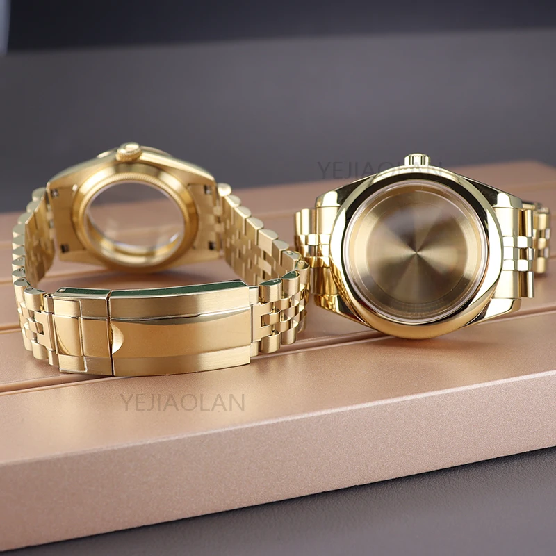 Caja de reloj de borde redondo de 36mm/39mm, correa de reloj de zafiro para Seiko NH35 NH36 NH34/38 4R36 Miyota8215 8205, movimiento de 28,5mm, esfera Oyster