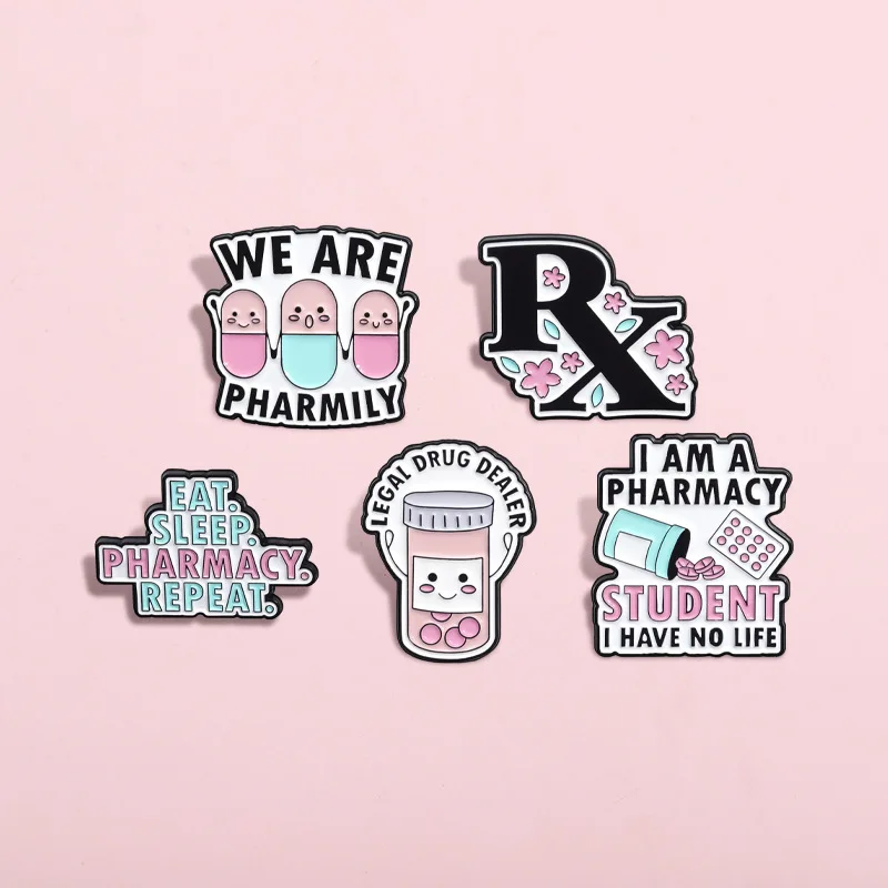 Happy Capsule Pill Enamel Pins We Are Pharmily Vitamin Sea Pharmacy School Survivor Pharmacist Badge Jewelry Gifts For Doctors