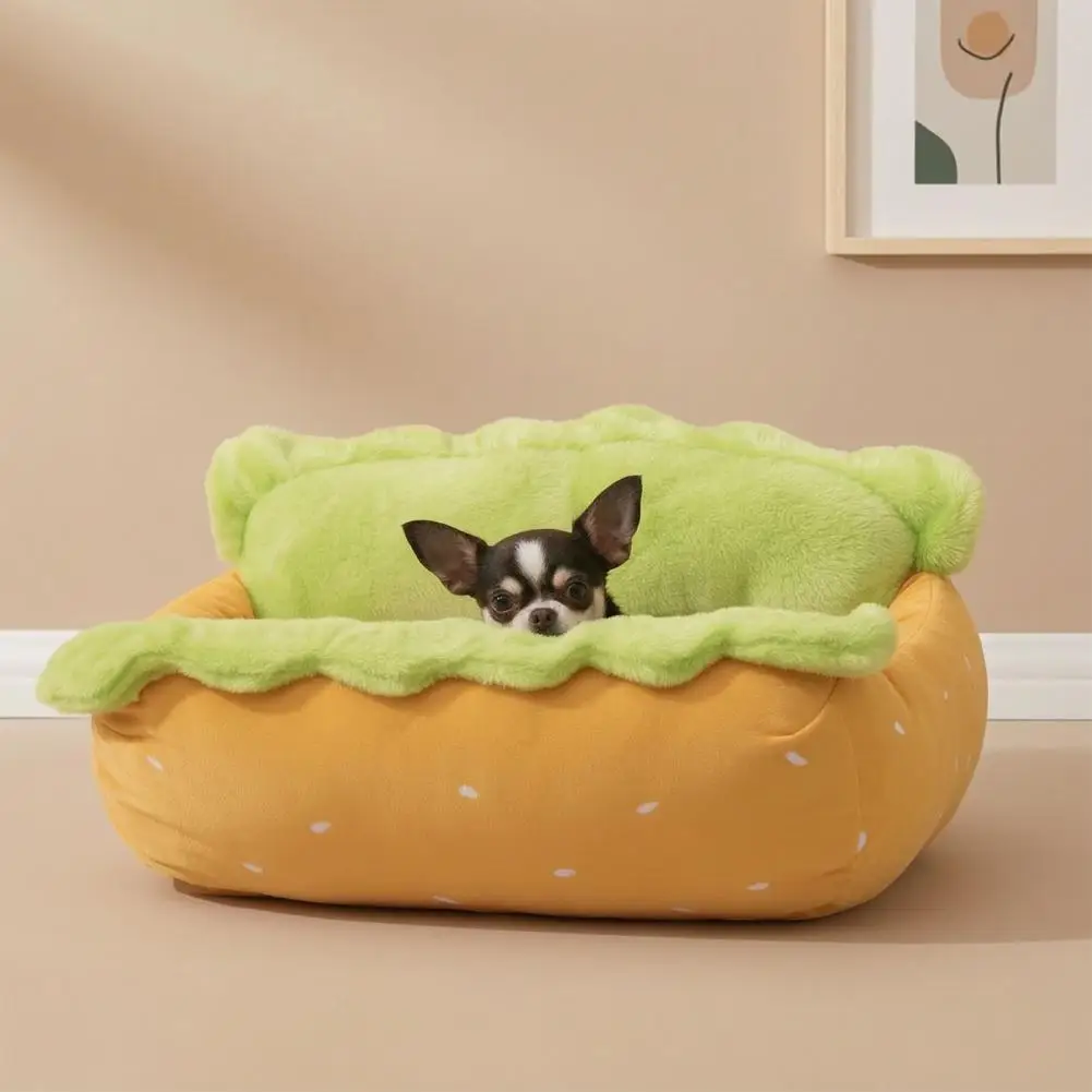 Cozy Puppy Sleeping Mat Washable Pet Bed Cozy Hot Dog Pet Bed Soft Plush Small Dog Nest Removable Washable Mat for Cats Dogs
