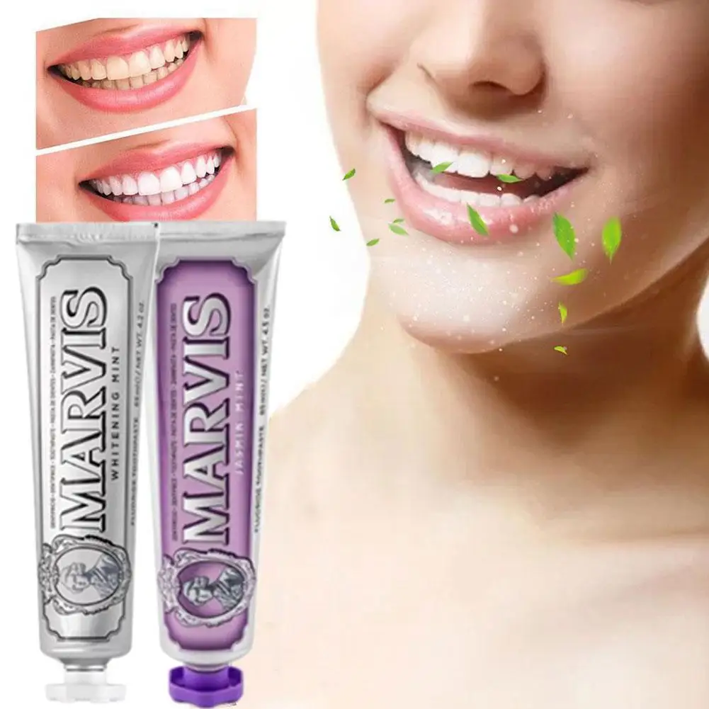 Dentifrice à haleine fraîche, blanchissant, élimine les taches, la mauvaise haleine, fraîcheur longue durée, 6 couleurs, 85ml