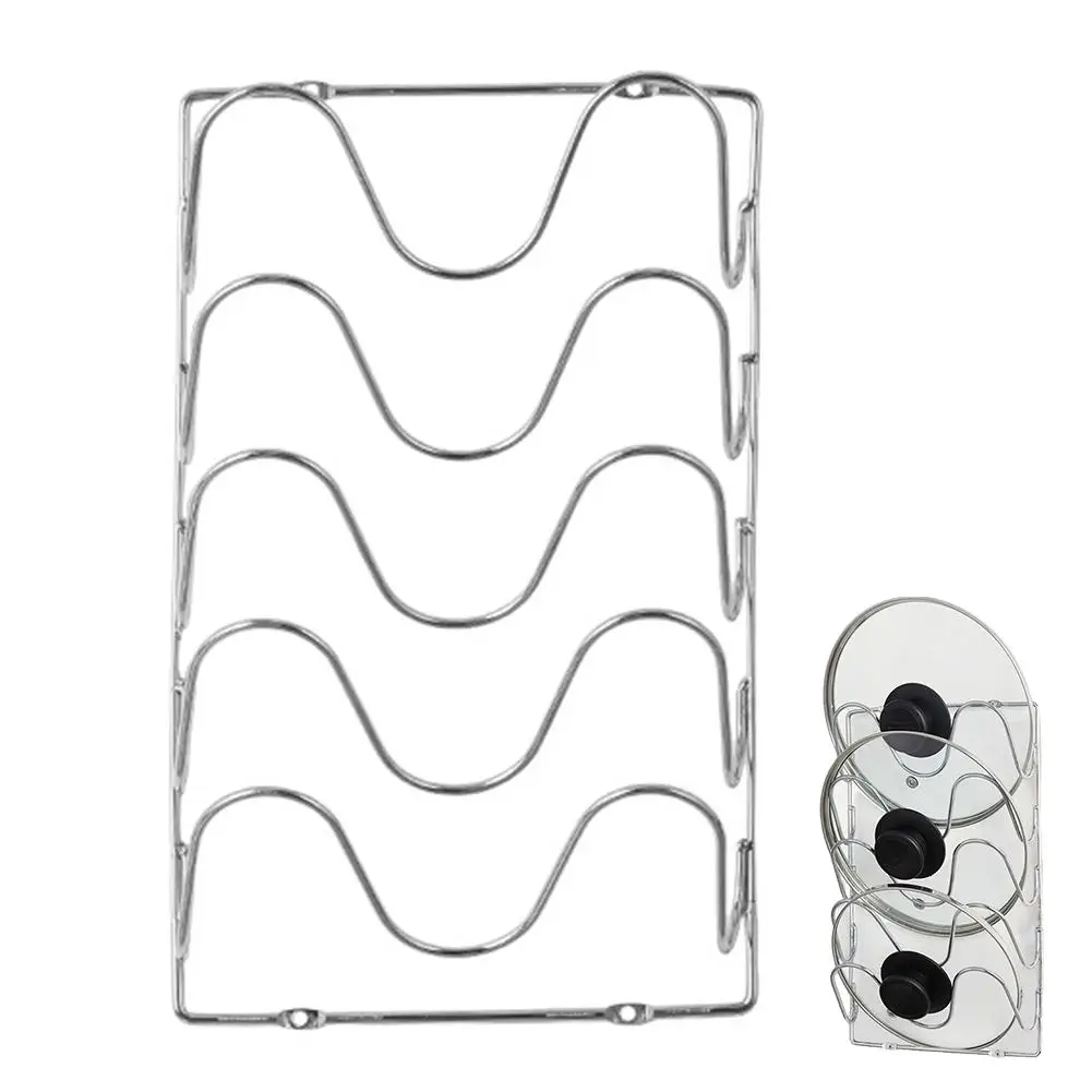 Kitchen Organizer Rack Wall Hanging Pot Cover Rack Five-Layer Pot Lid Multifunctional Rack Space Saving Kitchen Storage Rack