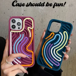 3D three-dimensional silicone color line mobile phone case for iPhone17 16 15Pro 14 13 12 11Pro max 72 puzzle decompression case