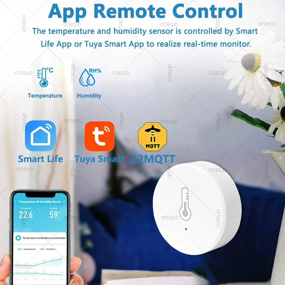 4 Stück Tuya Zigbee Temperatur- und Feuchtigkeitssensor Thermometer Hygrometer APP Fernalarm Funktioniert mit Smart Life Alexa Google Alice