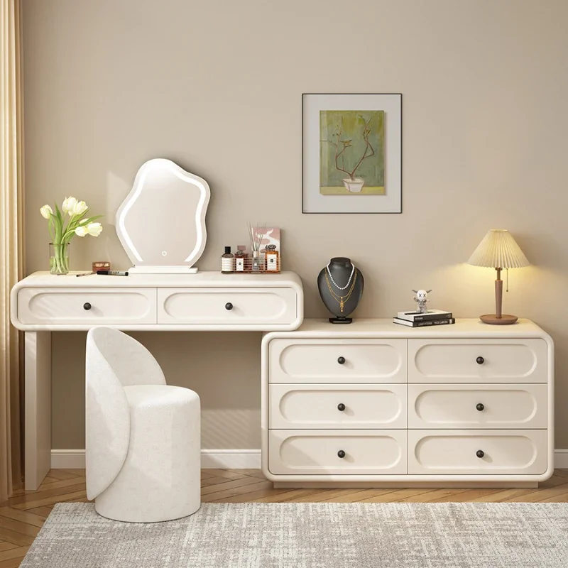 

Nordic Women Vanity Dresser Wooden White Organizer Modern Girls Dressers Mirror Drawer Tocador Maquillaje Furniture Home