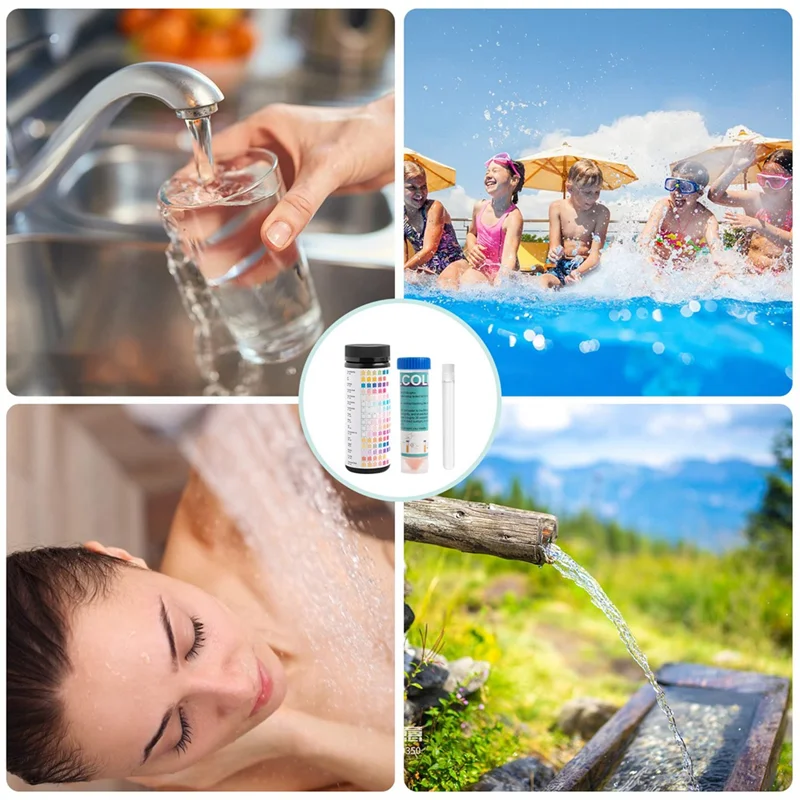 Kit de bandelettes de test d'eau potable 17 en 1 pour l'eau du robinet, bandelette de test de bain à remous, bandelette de test de spa, bandelette de test de piscine