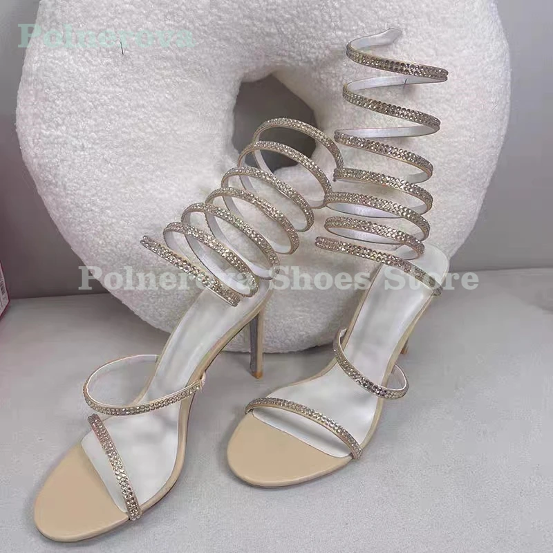 

Rhinestone Stiletto Wedding Sandals High Heels Formal Party Shoes Ankle Strap Sandals Designer Evening Dress Shoes Women