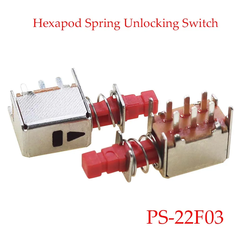 1PC PS-22F03 PS-22F02 Right Angle PCB Latching Push Button Switch with Cap DPDT Double Pole Self/No-Locking Key Power 6Pin A03 - Image 4