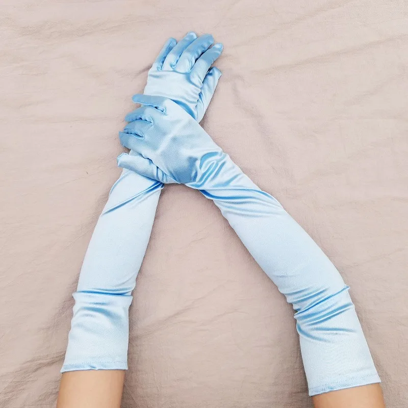 

Women Fashion Long Gloves Satin Opera Evening Party Prom Costume Glove Solid Colors Party Wedding Bridal Gloves