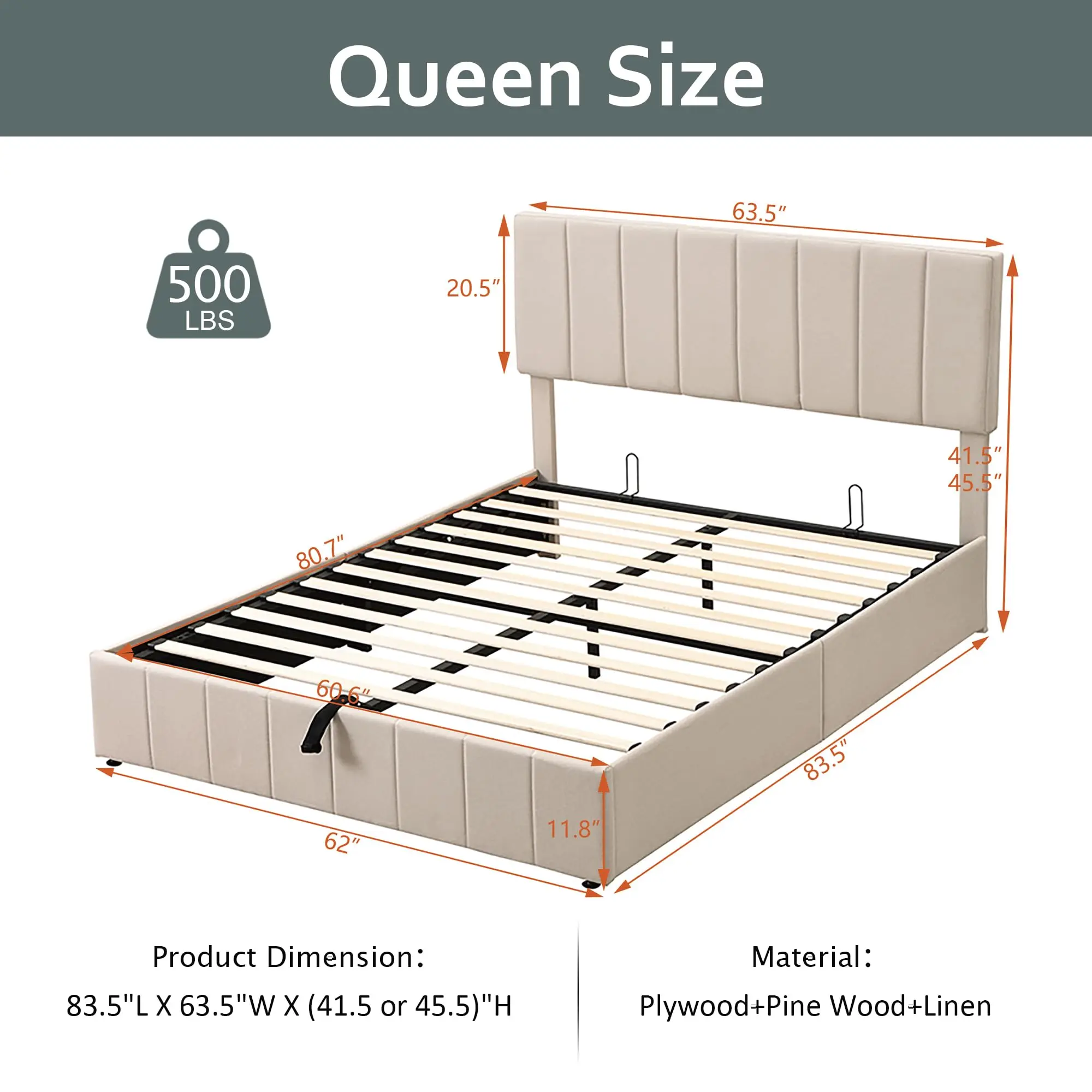 Bett mit Gasfeder-Hebemechanis – Gas Lift Storage Bed Hydraulic Bewertung und Preis