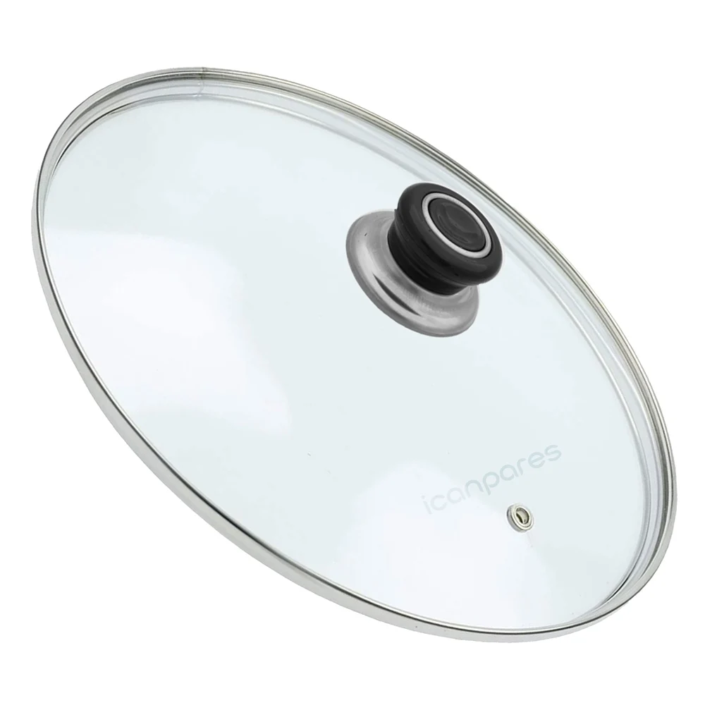 وعاء عالمي Sahan عموم غطاء زجاجي مع البخار حفرة غطاء 28 سنتيمتر والأسود عقد صينية