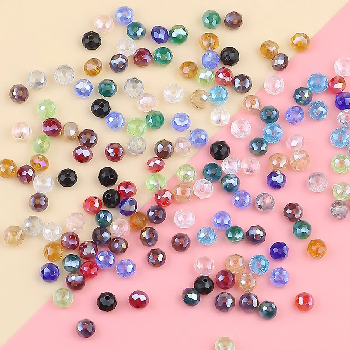 BTFBES 6mm 50pcs Faceted Flat Round Austrian Crystals Loose Bead Glass Ball for Bracelet Necklace Jewelry Making DIY Accessories