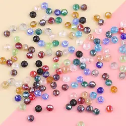 BTFBES 6mm 50pcs Faceted Flat Round Austrian Crystals Loose Bead Glass Ball for Bracelet Necklace Jewelry Making DIY Accessories