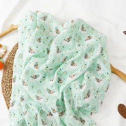 HappyFlute 1PCS Nature Printing 120*110CM  Muslin Cotton Fabric Baby Swaddle Light Blanket Baby Infant Wrap